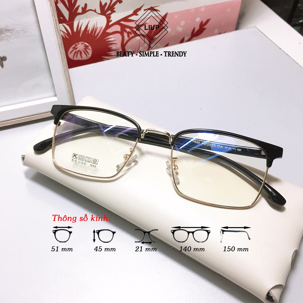 Gọng kính cận nam nữ mắt chữ nhật chất liệu dẽo cứng cáp Liupeyewear 2723