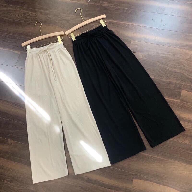Quần cotton tăm kiểu xuông cullottes