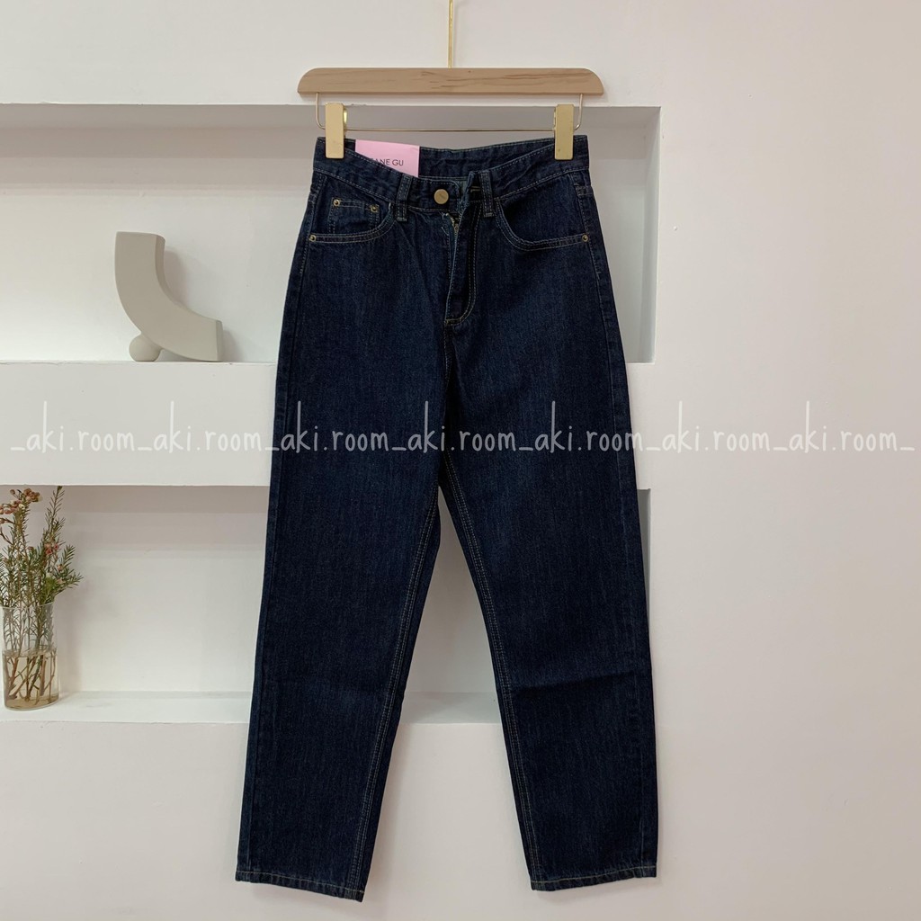 Quần jeans ống suông chất không co giãn Fanegu 3500 (xanh đậm)