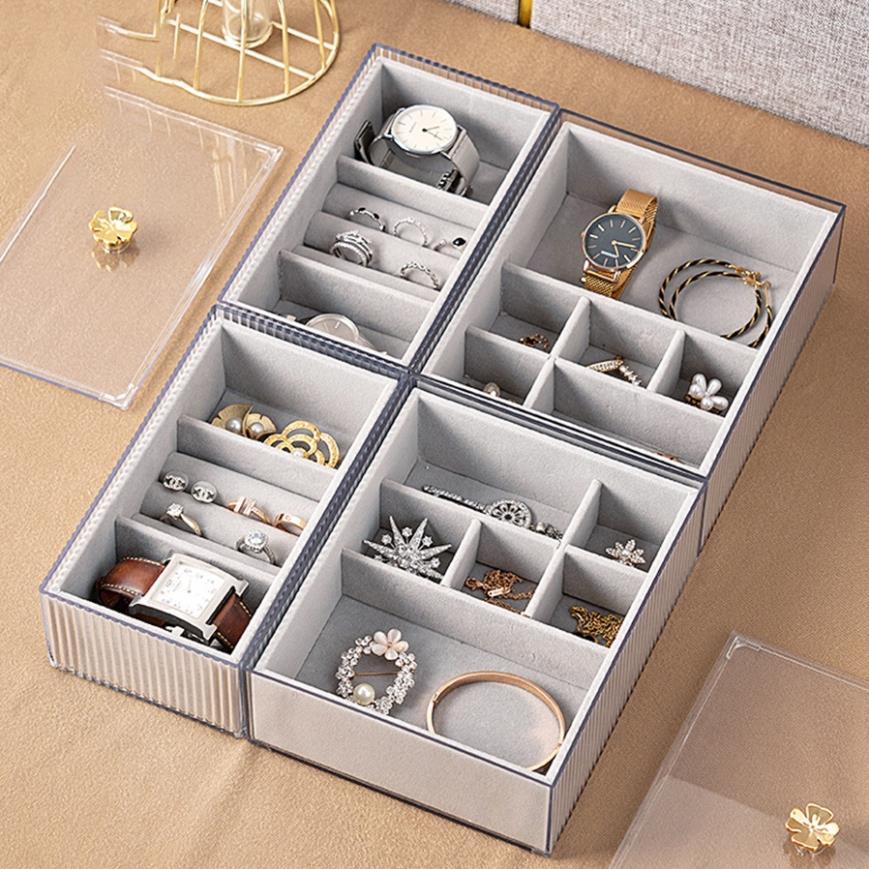 Hộp Đựng Trang Sức Enoda Home Lót Nhung Chống Oxy Hóa Mika Trong Suốt Cao Cấp R004
