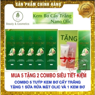 Combo 5 Hộp Kem Bơ Olic tặng kèm 2 sản phẩm - kem bơ olic cấy trắng Nano