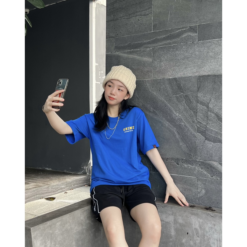 ÁO THUN NAM/NỮ UNIME BASIC LOGO - XANH DƯƠNG