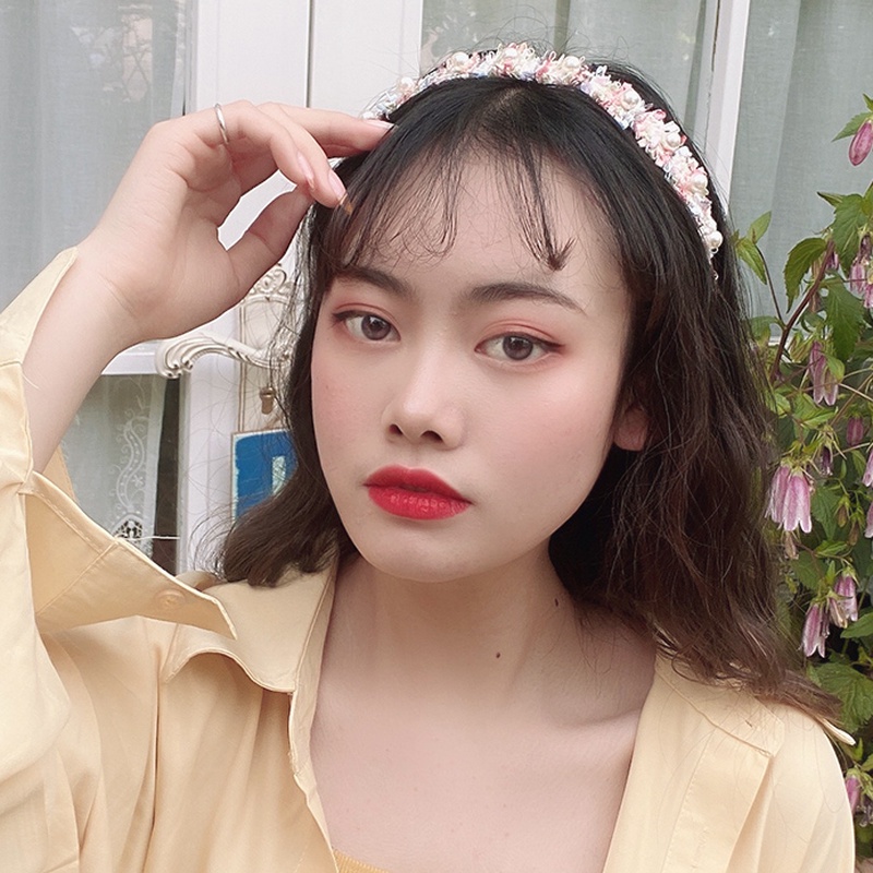 Băng Đô Vải Đính Ngọc Đơn Giản Cho Nữ Dùng Khi Rửa Mặt