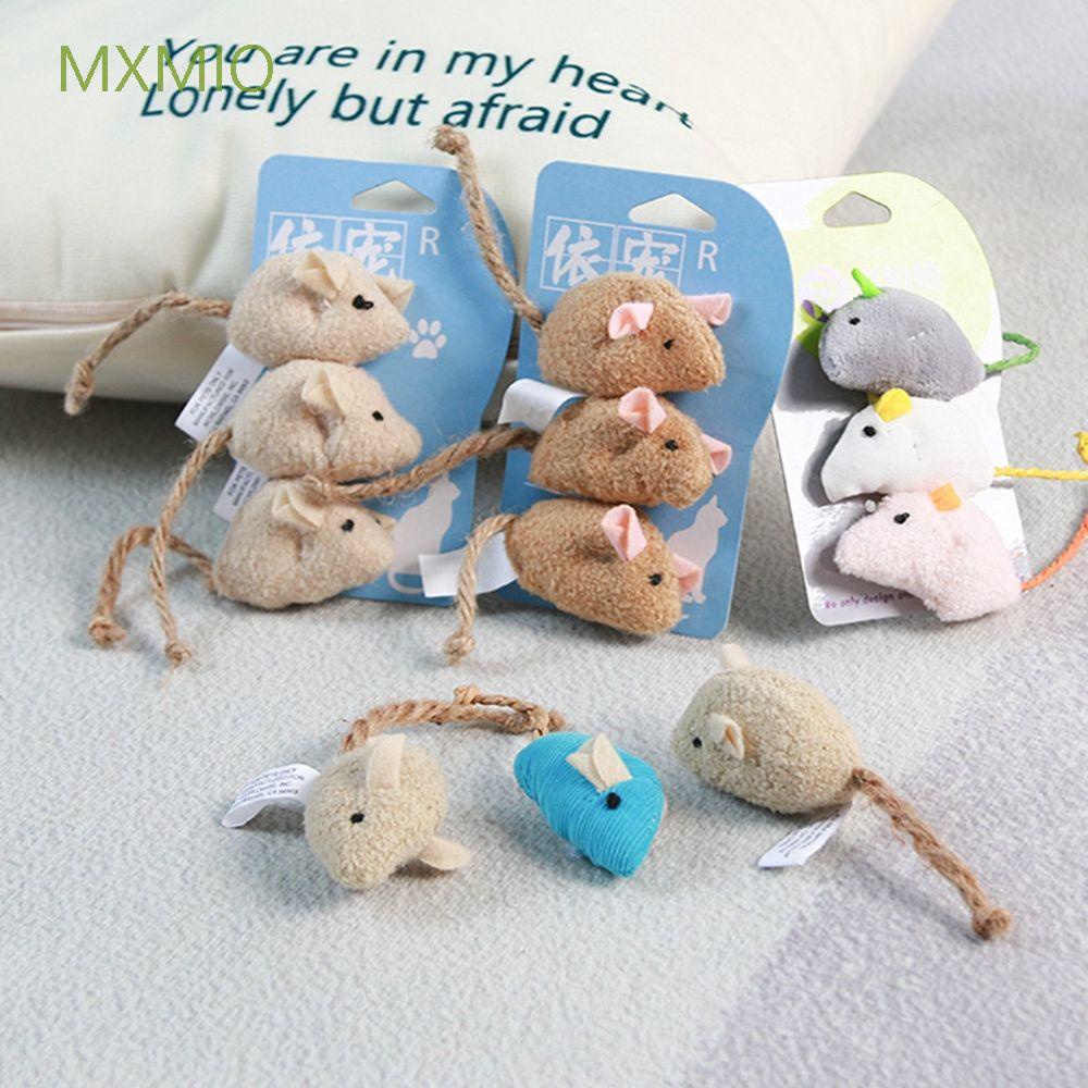 Bộ 3 đồ chơi nhai vệ sinh răng hình chú chuột nhồi bông dễ thương cho mèo cưng