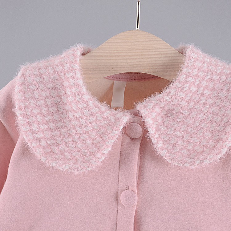 Áo khoác bé gái cổ sen túi trái tim chất cotton lót nhung siêu mềm mịn size 9-15kg AK21