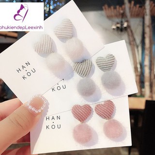 Bông tai Bông cute nhiều màu mùa lạnh Hoa tai Phụ kiện đẹp Leexinh