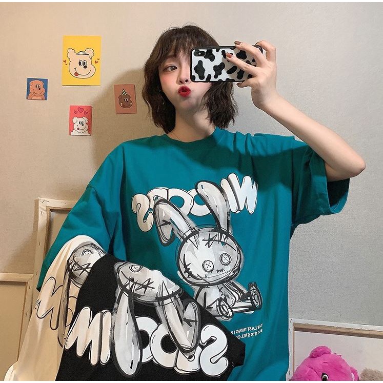 Áo thun Tay Lỡ Unisex BUNNY WIOOPS, Áo Phông Nam Nữ Form Rộng, có hình ảnh video thật M247 DIEMHANG2K11