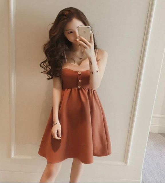 [Mã WABRWA15 giảm 15% đơn 300K] Zerasy - Đầm 2 dây đính nút ngực cực dễ thương | BigBuy360 - bigbuy360.vn