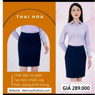 (CÓ SẴN)Chân váy bút chì Thái Hòa màu xanh đen.