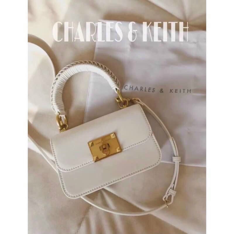 Túi xách nữ quai tết CnK đeo chéo, khoá dập logo size 18 hàng  đẹp