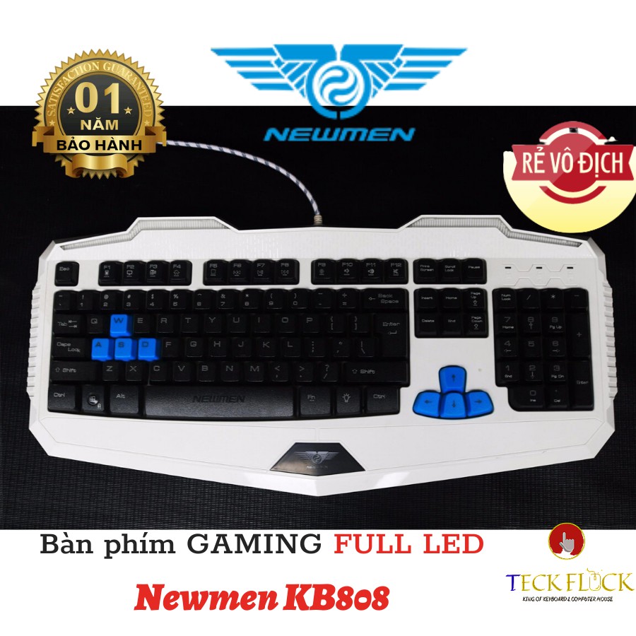 Bàn phím Newmen KB808 Gaming - FULL LED -  Đen trắng