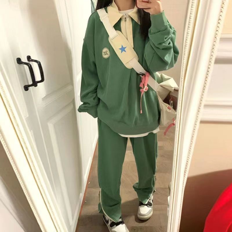 Áo Sweater Dáng Rộng Cổ Phối Khóa Kéo Nửa Phong Cách Hàn Quốc Thời Trang 2022