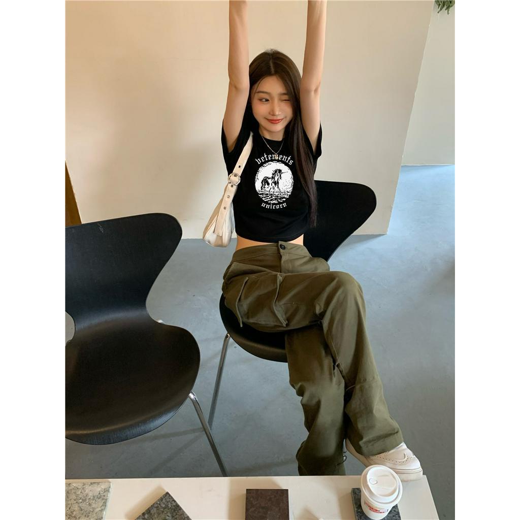 Áo thun tay ngắn Peppermint 51286 dáng ôm in họa tiết thời trang