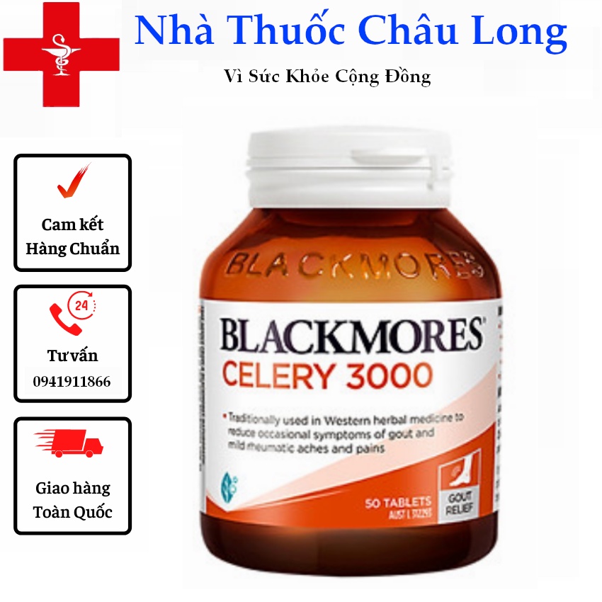 [Tem Chemist] Celery 3000mg Blackmores - Viên uống hỗ trợ Gout, 50 viên