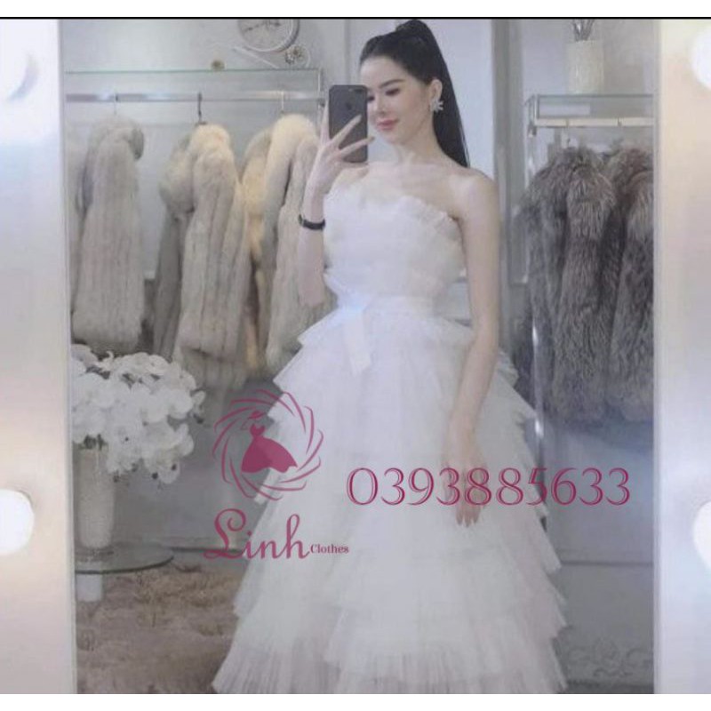 Đầm dự tiệc công chúa tầng hai dây mặc chụp ảnh cưới | BigBuy360 - bigbuy360.vn