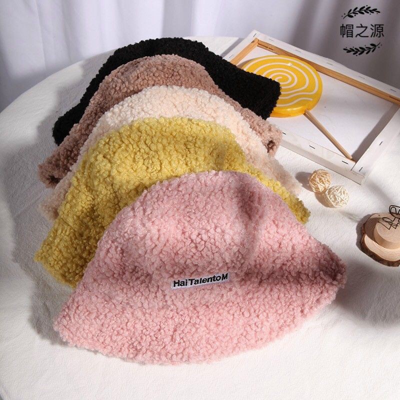 [ RẺ NHẤT ] Mũ lông chiên bucket retro thời trang hàn quốc mũ lông cừu nữ mềm giữ ấm thu đông ulzzang