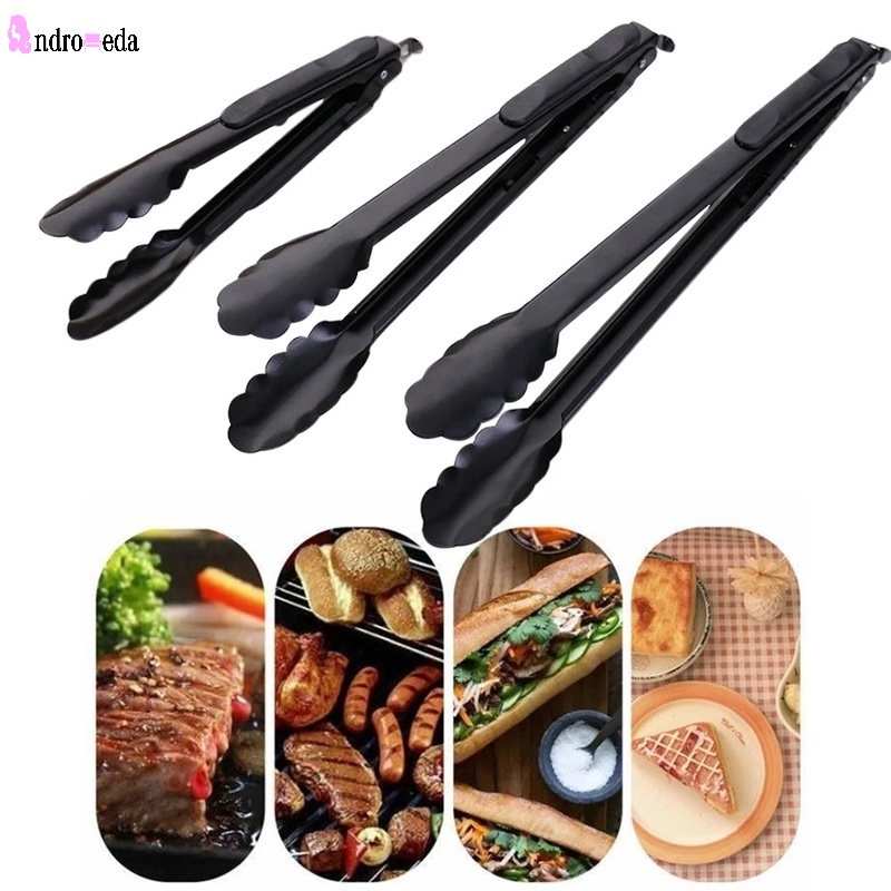 Kẹp Gắp Thức Ăn Bằng Thép Không Gỉ Màu Đen