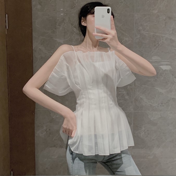 Áo 2 dây tơ xếp ly 2 lớp có lót Yoomeclothing [ẢNH THẬT TẠI SHOP]