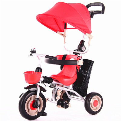 Xe đạp trẻ em xe đẩy 3 bánh có cán xoay có ô che xe tập cho bé 1 đến 6 tuổi xe đẩy kiểu mới