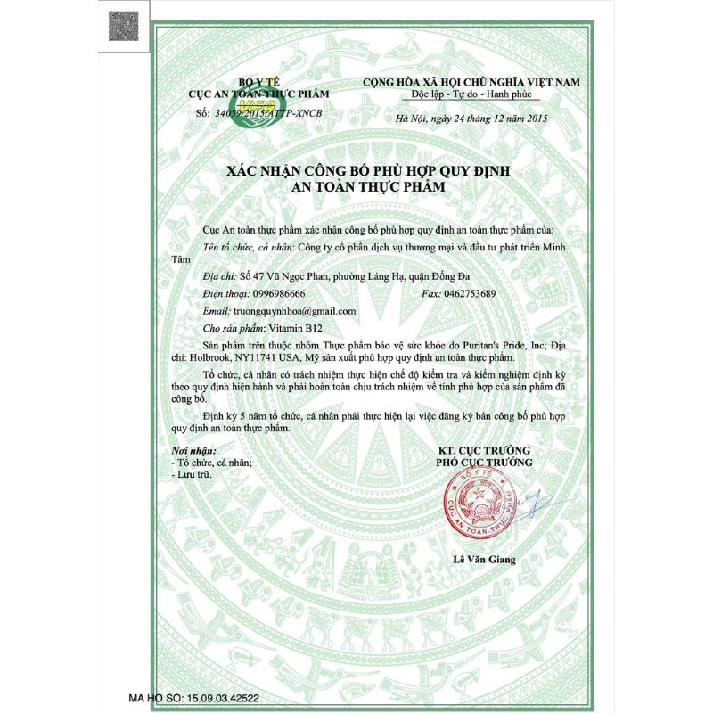 Viên Uống bổ máu, tăng cường sức khoẻ B-Complex with B-12 Puritan Pride