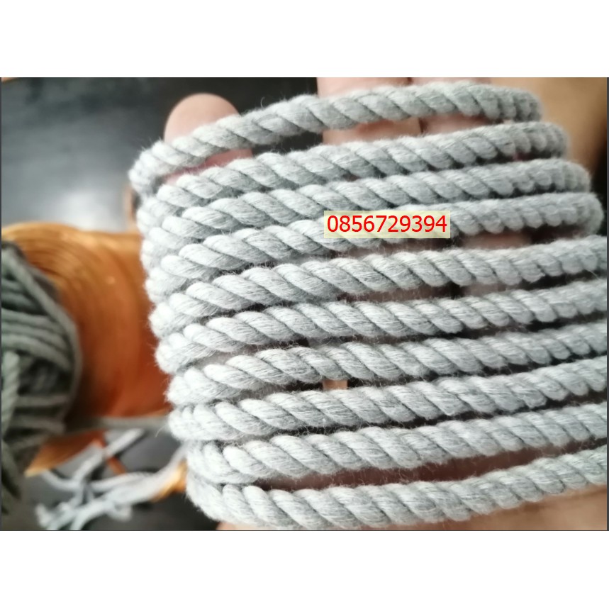 Dây thừng se cotton size 5mm sợi màu Xám trang trí mềm mịn thắt macrame (1kg)