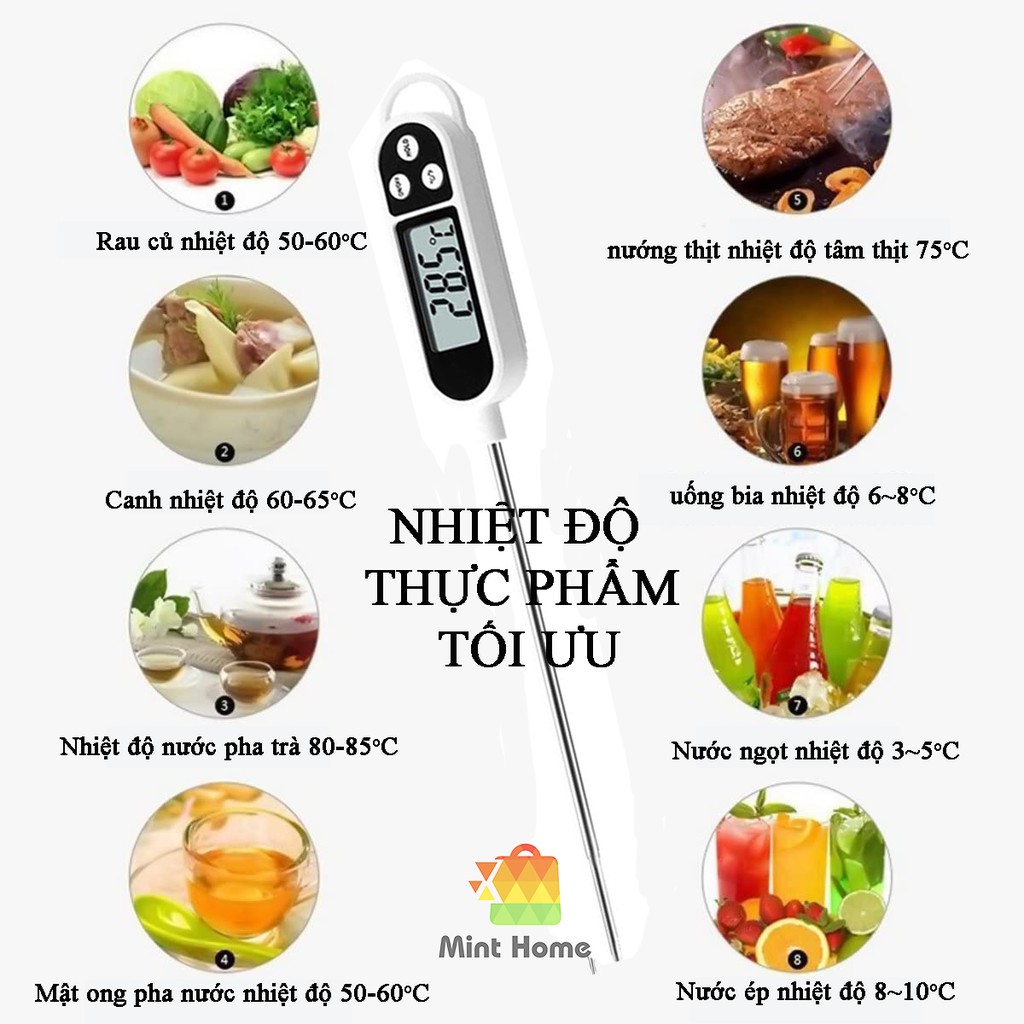 Nhiệt kế điện tử đo nước pha sữa cho bé, trẻ em, máy đo nhiệt độ thực phẩm nấu ăn, làm bánh, nước tắm, phòng bếp TP300