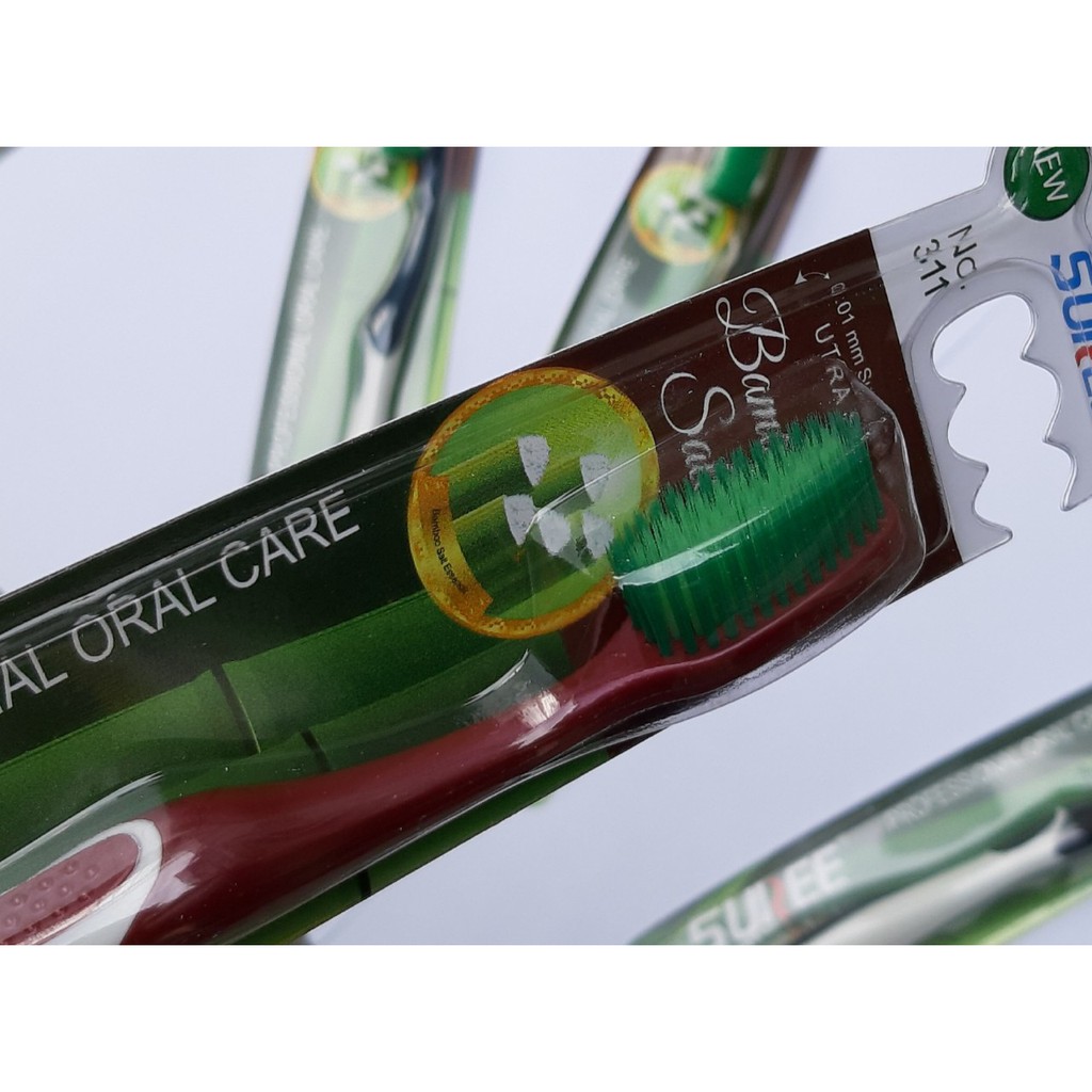 [04 cây] Bàn chải đánh răng muối tre lông tơ chống hôi miệng  Suree Thái Lan