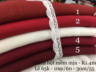[Vaihoa2015] Vải Linen Bột 220gr  mềm mịn - tông màu đẹp (LOẠI 1)