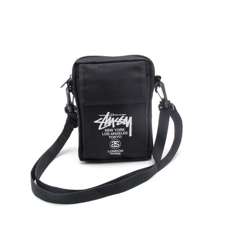 Túi Đeo chéo Stussy, Túi đeo hông Stussy chất liệu vải Canvas, màu đen SS2022 BapeVN