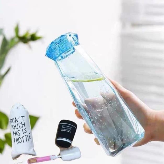 Bình Đựng Nước Thủy Tinh Kim Cương Cao Cấp Chịu Nhiệt Dung Tích 400ml