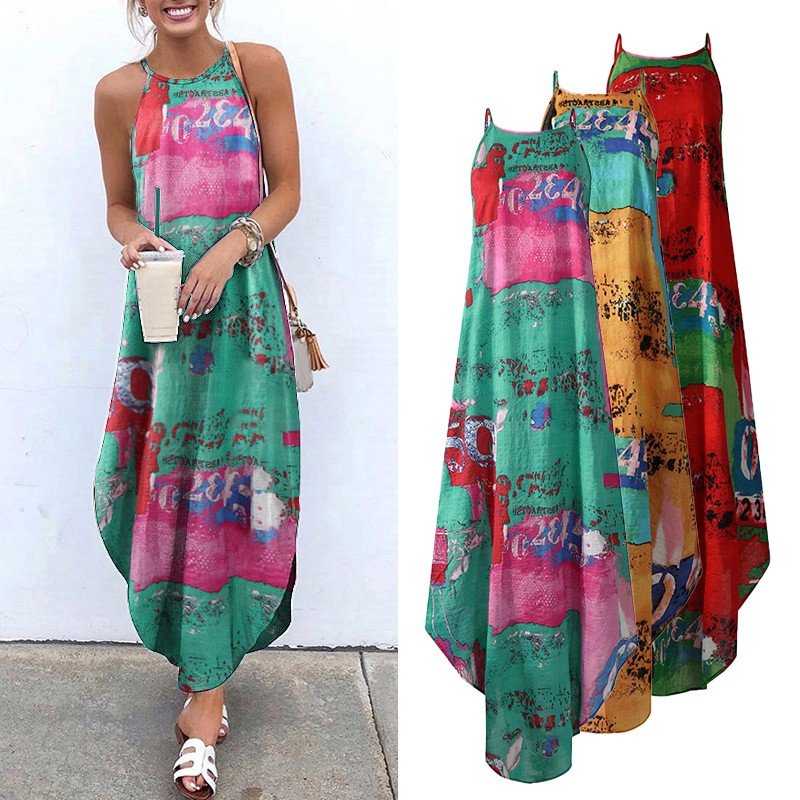 Đầm Maxi VONDA Không Tay In Họa Tiết Phong Cách Bohemian Cổ Điển Dành Cho Nữ | BigBuy360 - bigbuy360.vn