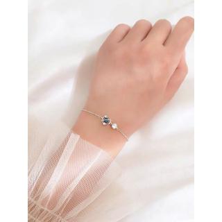 Vòng tay ngôi sao bạc S925 Đơn giản Zircon Gelang Trang sức bé gái Tiệc hàng ngày