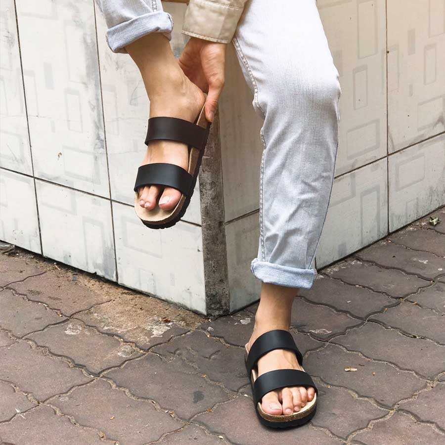 Dép Birken đế trấu nam nữ 2 quai ngang Detaunisex phong cách cá tính - DETA24