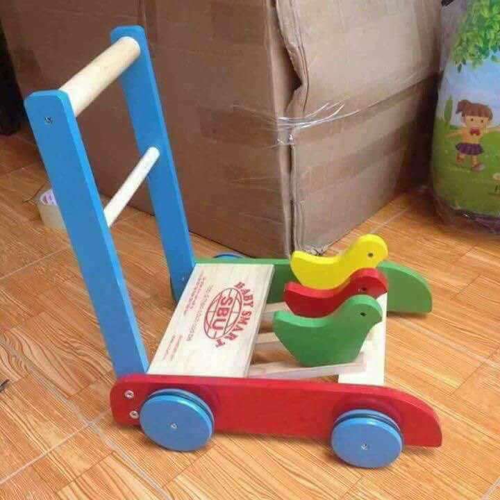 Xe Tập Đi Bằng Gỗ 3 Con Gà Cao Cấp Cho Bé Yêu