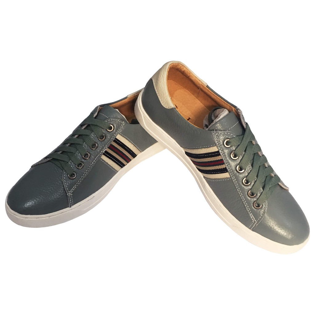 Giày da nam màu xanh dương/xanh ngọc/trắng sữa -dáng thể thao buộc dây-Tặng 1 hộp Xi đánh giày Hàn Quốc+1 đôi lót giày