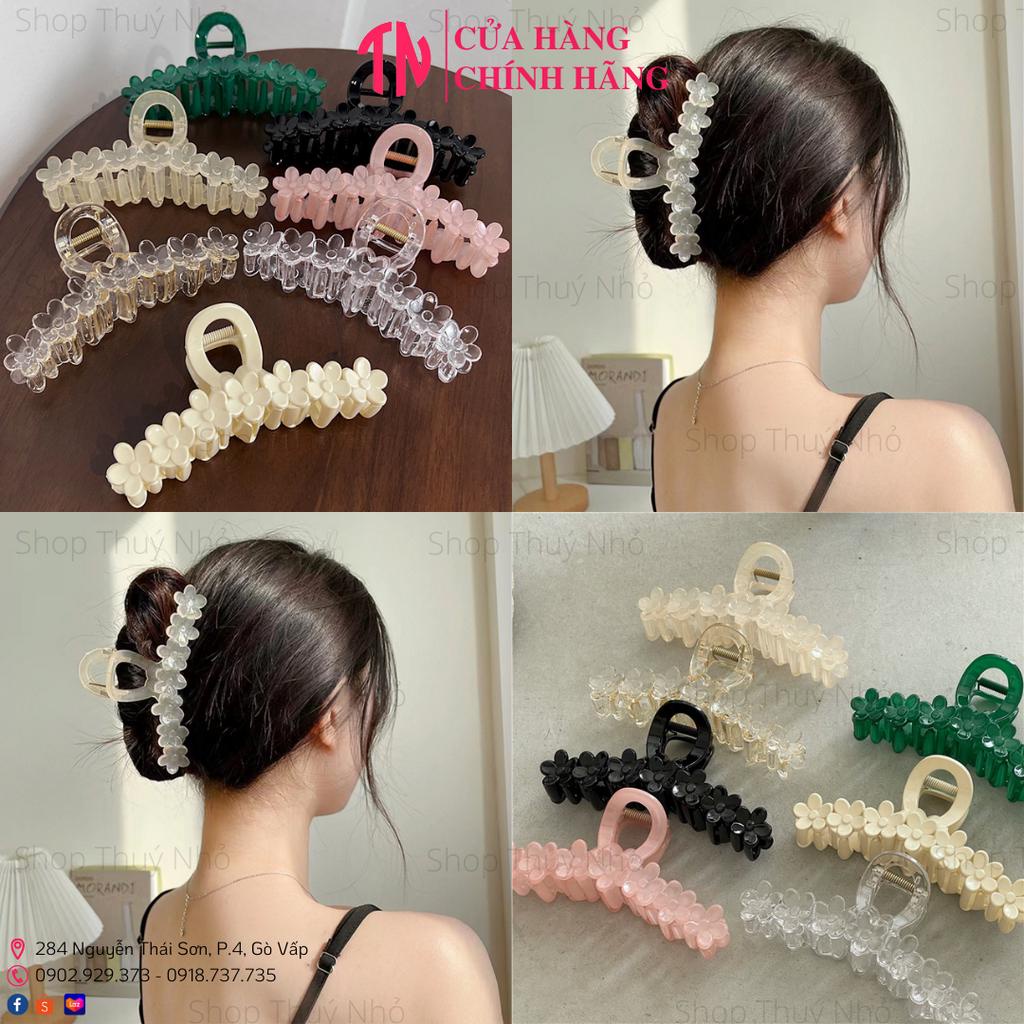 Kẹp tóc càng cua nữ cỡ vừa hoạ tiết bông hoa phong cách đơn giản, nữ tính Hàn Quốc nhựa cao cấp thời trang mùa hè xinh x