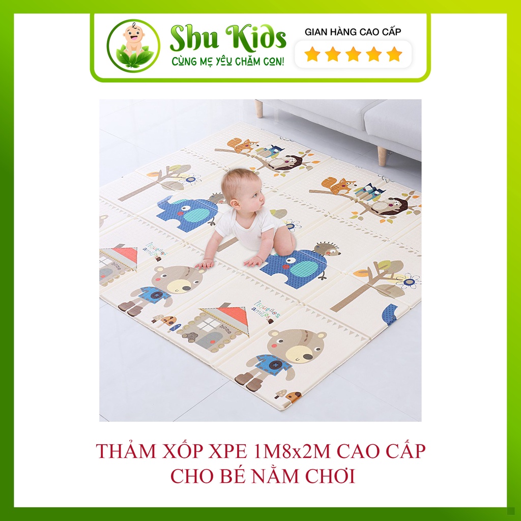 Shu kids thảm xốp xpe 2 mặt 1m8x2m cao cấp cho bé nằm chơi