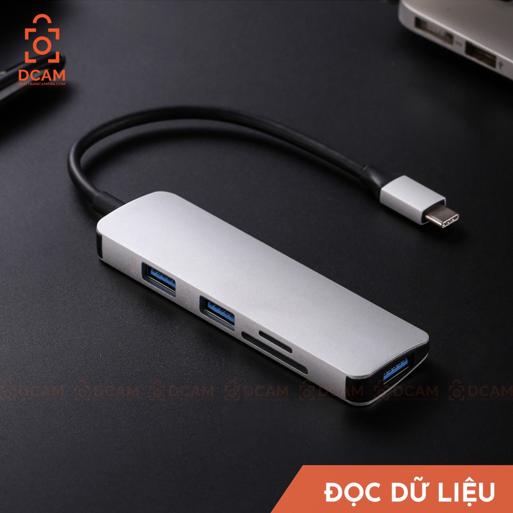 Hub chia Type C - Cổng chuyển đổi HUB USB Type-C to USB 3.0, SD, TF dùng cho điện thoại Android, Laptop, Macbook