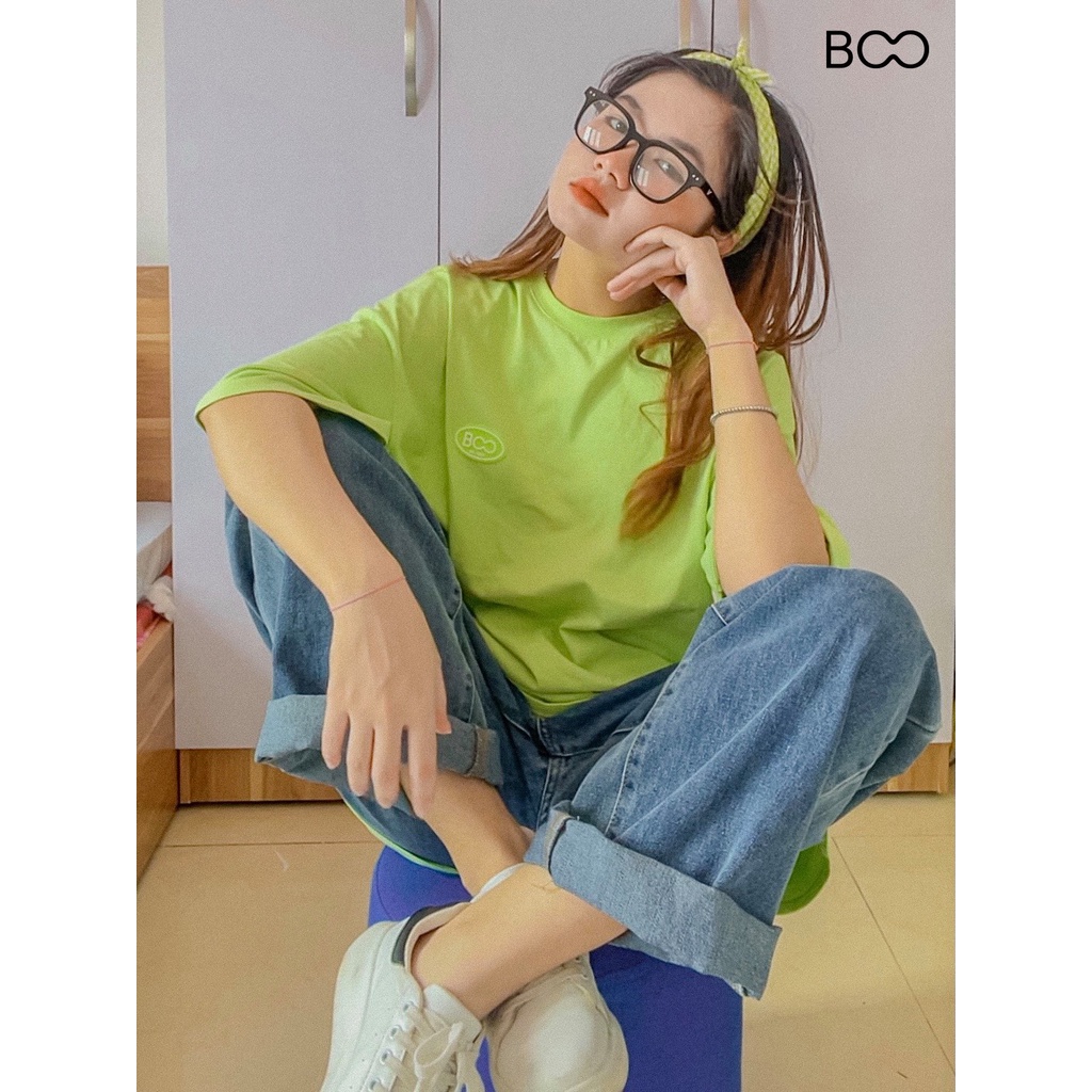 ÁO THUN UNISEX BOO DÁNG OVERSIZE 100%COTTON CAO CẤP ĐÍNH PATCH BOO, HÌNH IN MF COOL