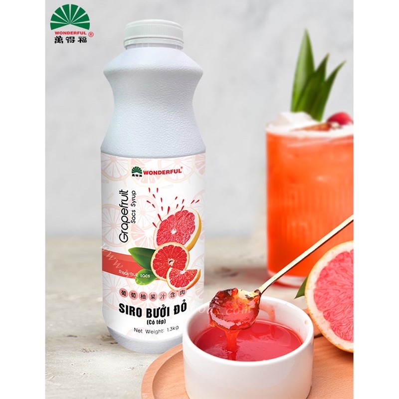 Siro bưởi đỏ có tép Wonderful chai 1kg3