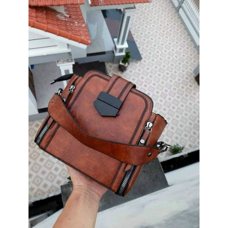 Túi đeo cheo 2 dải da bò | BigBuy360 - bigbuy360.vn