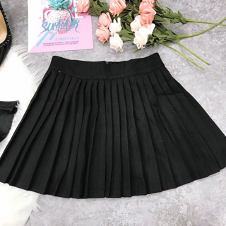 Set áo phi nơ cúp ngực eo khoen+ váy dập ly xoè