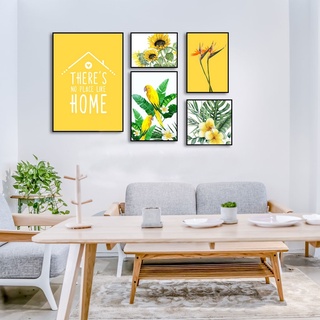 Bộ 5 tranh canvas treo tường home tông vàng hiện đại LIN009