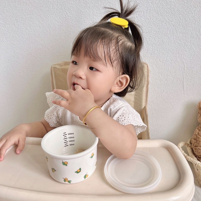 Hũ sứ đựng đồ ăn dặm xuất hàn INS Dottodot kèm nắp đậy tiện lợi kiêm bát ăn dặm và hộp trữ đông cho bé- Haobaby2018