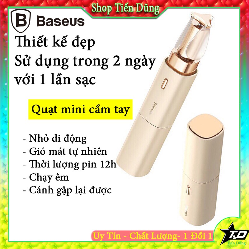 Baseus Mini Fan Cầm Tay Quạt Cầm Tay, Quạt Làm Mát Mùa Hè Có Thể Sạc Lại Ống Vuông, USB Cooler Fan Nhỏ Làm Mát Không Khí