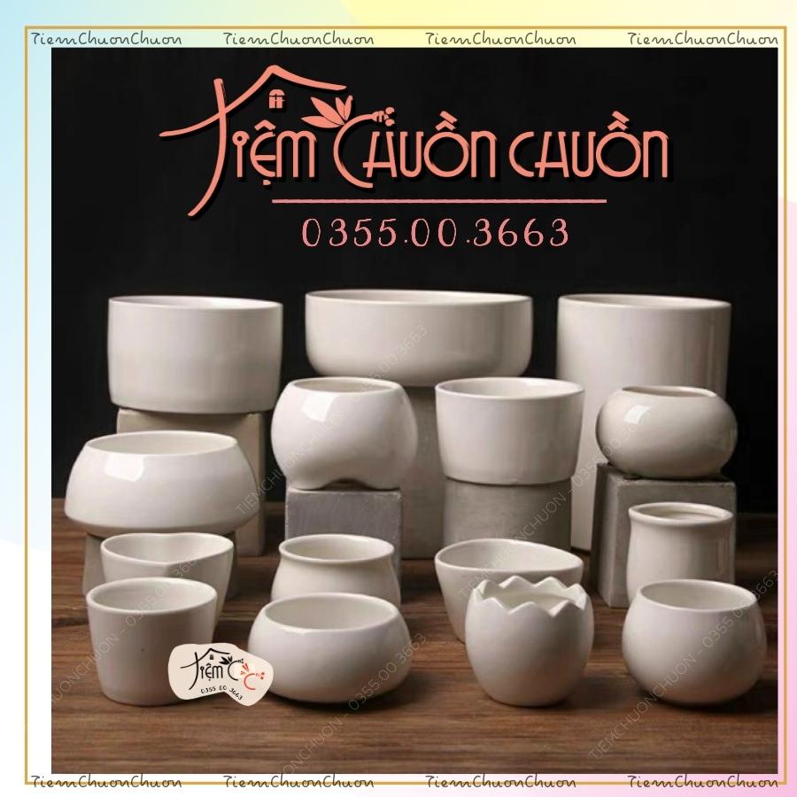 Chậu sứ Men Trắng Pastel Trồng Cây Cảnh - Trang trí nhà cửa - Tiệm Chuồn Chuồn - tiemchuonchuon - Chậu sứ Bát Tràng.