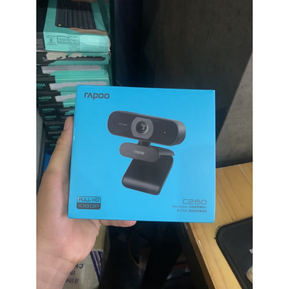 Webcam Máy Tính Rapoo C260 FullHD 1080p Tích Hợp Mic Khử Ồn Hình Ảnh Sắc Nét - Bảo Hành Chính Hãng 24 Tháng