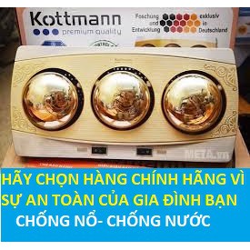 Đèn sưởi Kottmann K3BH chính hãng (có bảng đặc điểm nhận biết hàng chính hãng)- bảo hành 3 năm chính hãng.