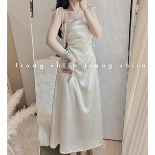 ĐẦM MIDI TRẮNG KHOÉT RÚT EO 2 DÂY MS241