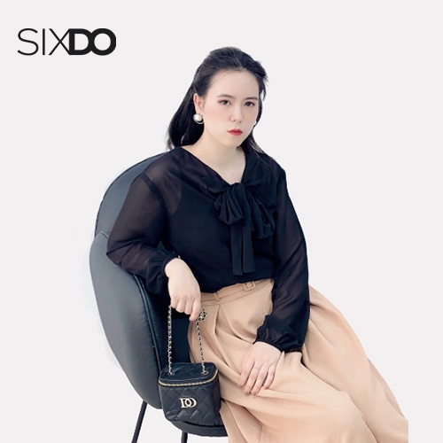 Áo sơ mi thắt nơ dài tay SIXDO